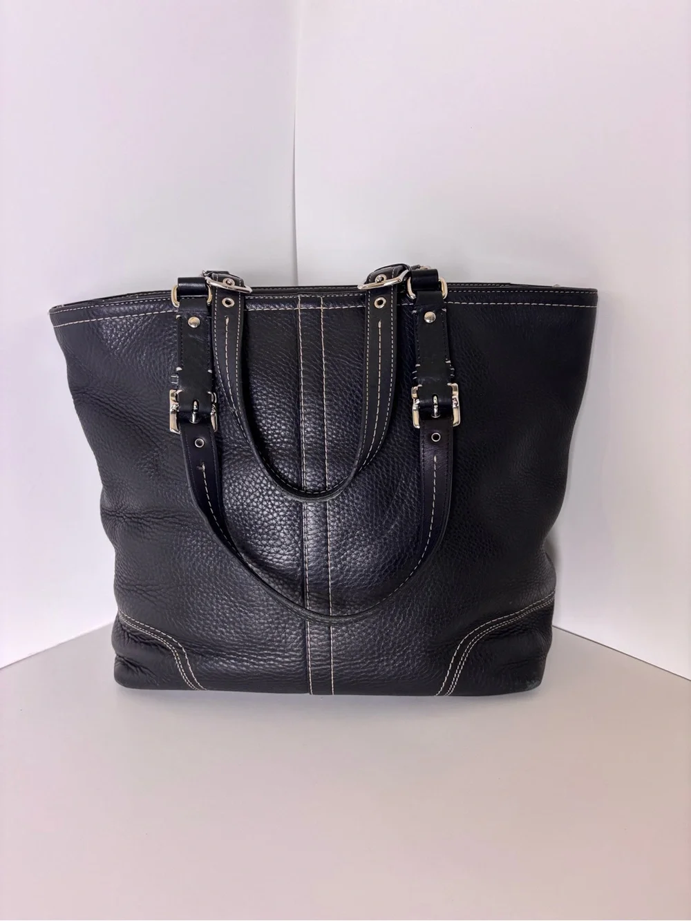 Coach Black Vintage Hamilton Pebbled Leather Handbag Tote Bag F13083